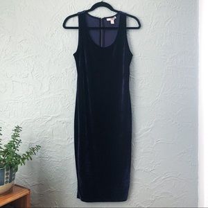 Velvet Bodycon Sleeveless Midi Dress, Forever 21, Size Large, Navy / Deep Blue